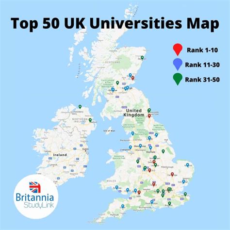 england universities map